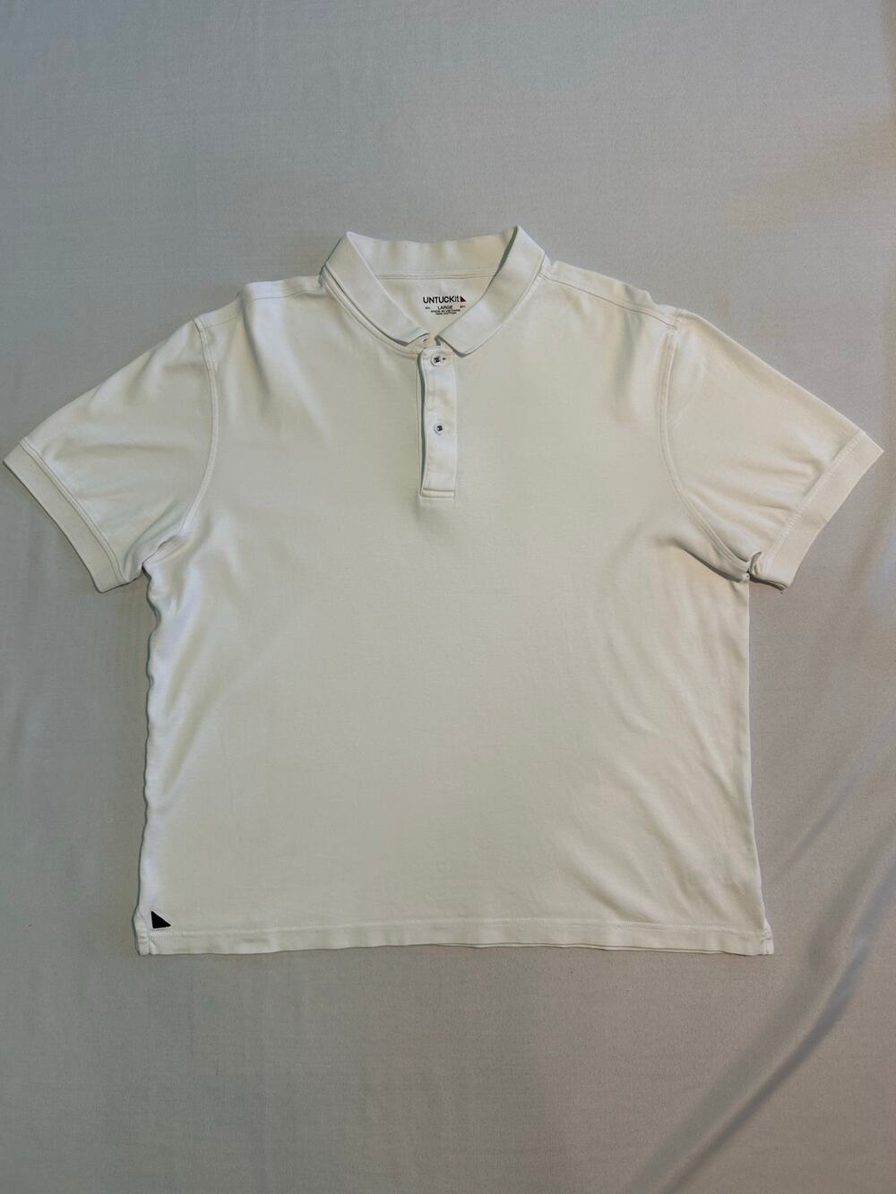 UNTUCKit Wrinkle-Free Damaschino 100% Cotton Short Sleeve Polo Shirt White Large